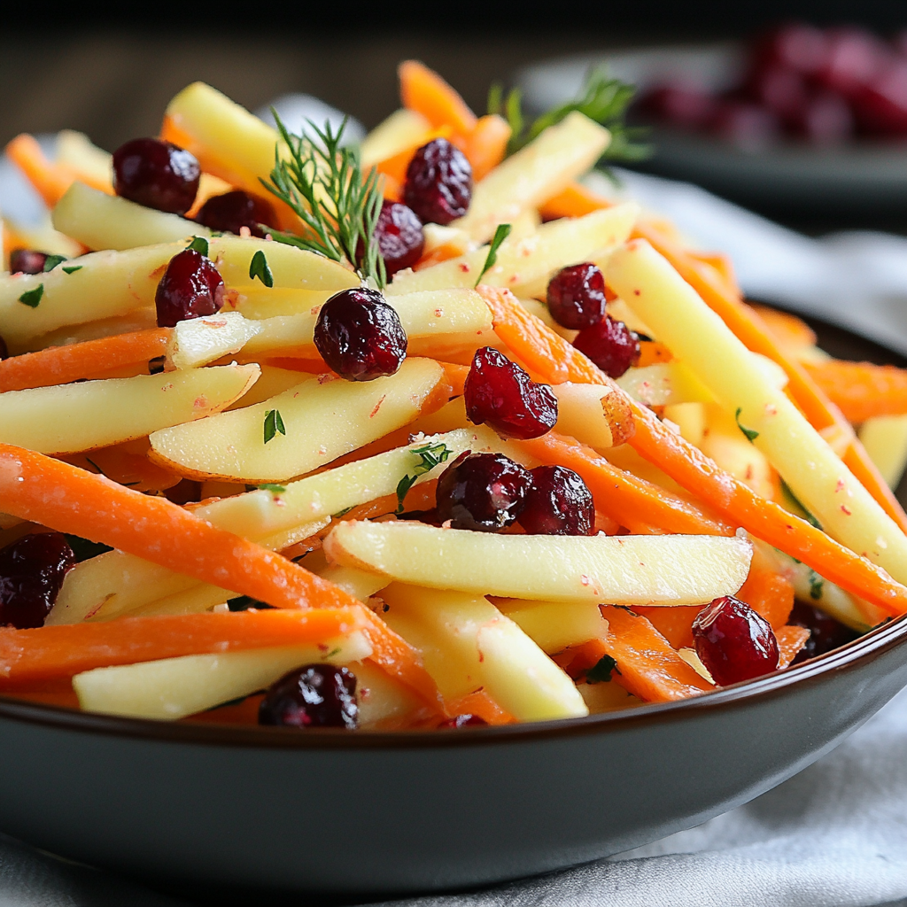 Refreshing Apple Cranberry Carrot Salad 2 Refreshing Apple Cranberry Carrot Salad made with crisp apples, sweet carrots, dried cranberries, and fresh herbs in a summer-ready dish