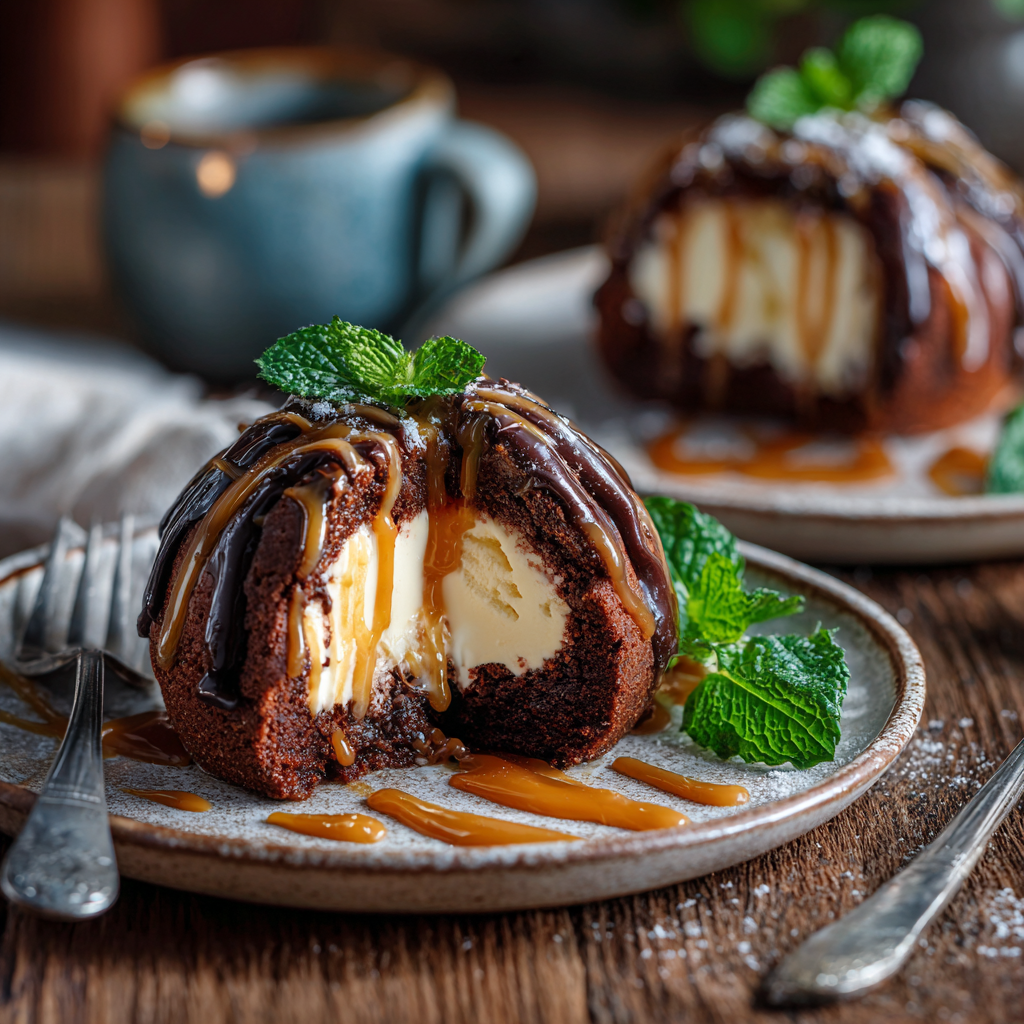 Easy Brownie Ice Cream Bombes: The Ultimate Crowd-Pleaser Dessert 2 Easy Brownie Ice Cream Bombes served as a frozen dessert
