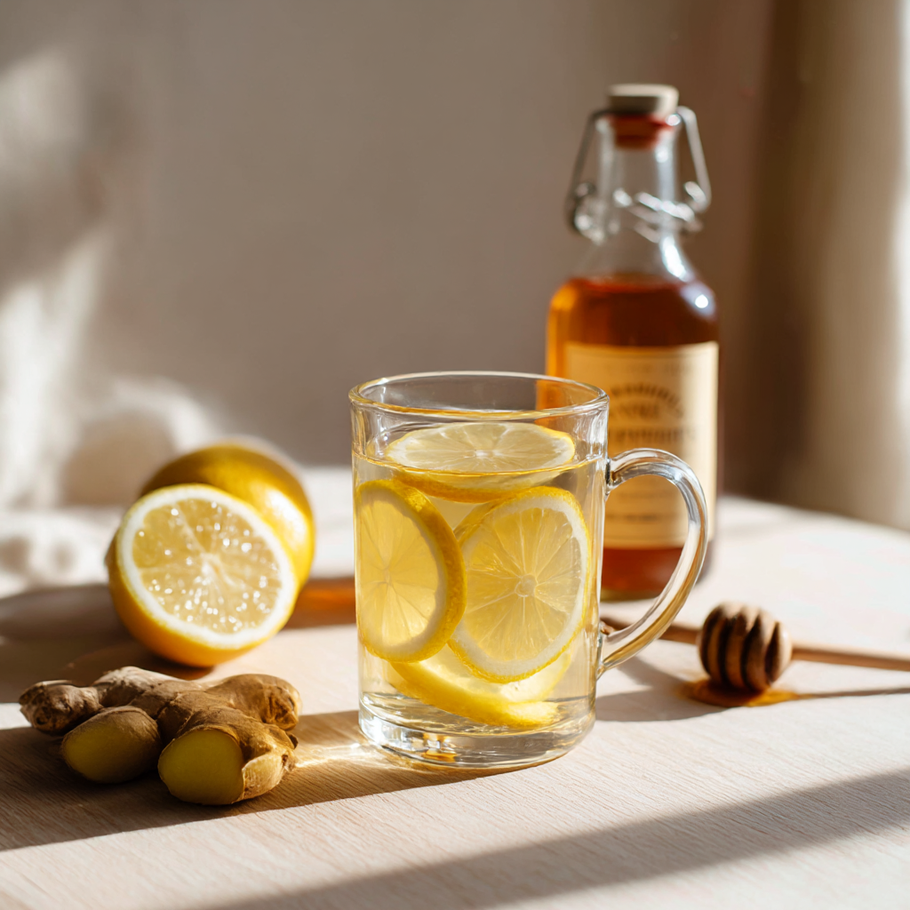 natural mounjaro drink recipe: A Cozy Ritual for Daily Wellness 2 natural mounjaro drink recipe with lemon slices, ginger root, and apple cider vinegar