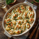 Irresistible Creamy Seafood Stuffed Shells – The Ultimate Comfort Food Recipe 3 elhammoutiyassin A rustic Italian style baking dish filled wi d40d8876 cf7f 41b1 b181 a3fdc25583f3 1 Irresistible Creamy Seafood Stuffed Shells – The Ultimate Comfort Food Recipe
