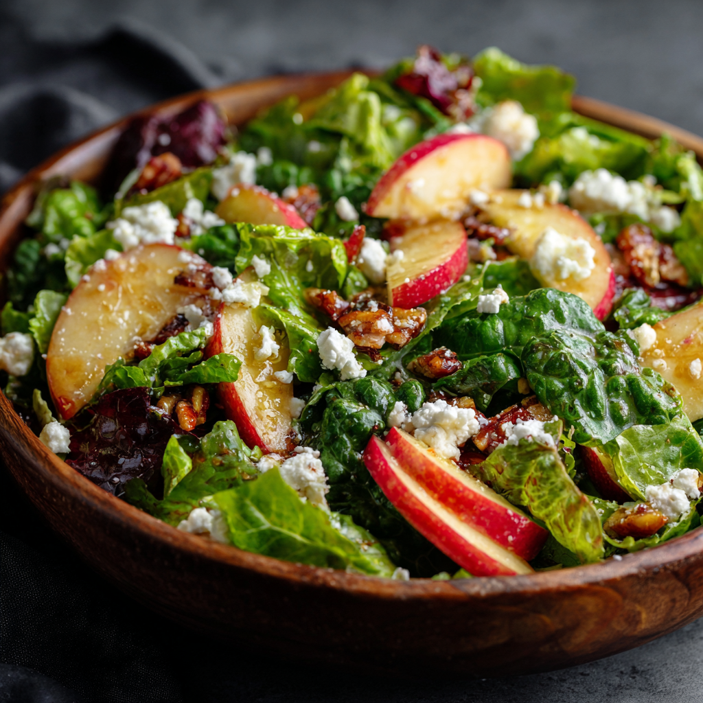 Harvest Delight: Honeycrisp Apple & Feta Salad Recipe to Celebrate Autumn 9 Autumn Harvest Honeycrisp Apple and Feta Salad in wooden bowl